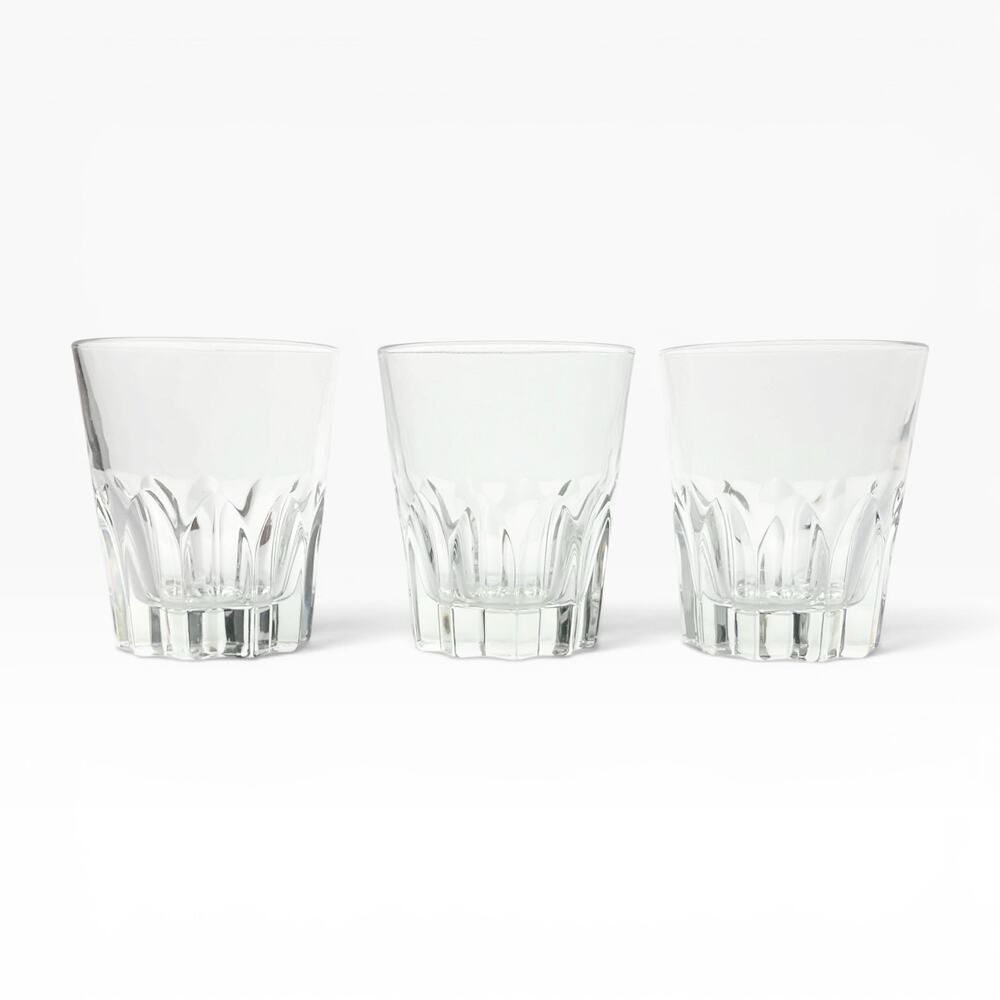 1980s Vintage Italian 3 Tumbler Old Fashioned Cocktail Glasses 4” 10oz Barware